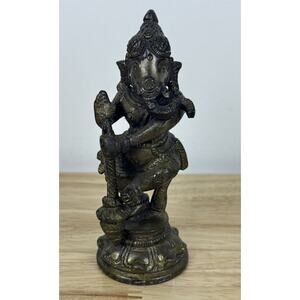 Hindu India Ganesh God Elephant Statue Figurine Metal Sculpture Tibet Idol Brass